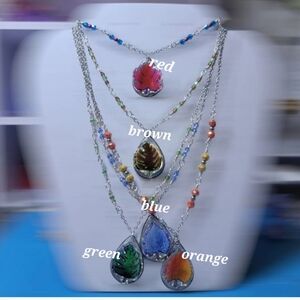 #340 HAND CRAFTED Necklace handcrafted handmade Orchid Resin Leaves 5 Colors
